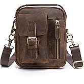 Le'aokuu Men Genuine Quality Leather Casual Small 8" Tablet Messenger Shoulder Satchel Bag 2070