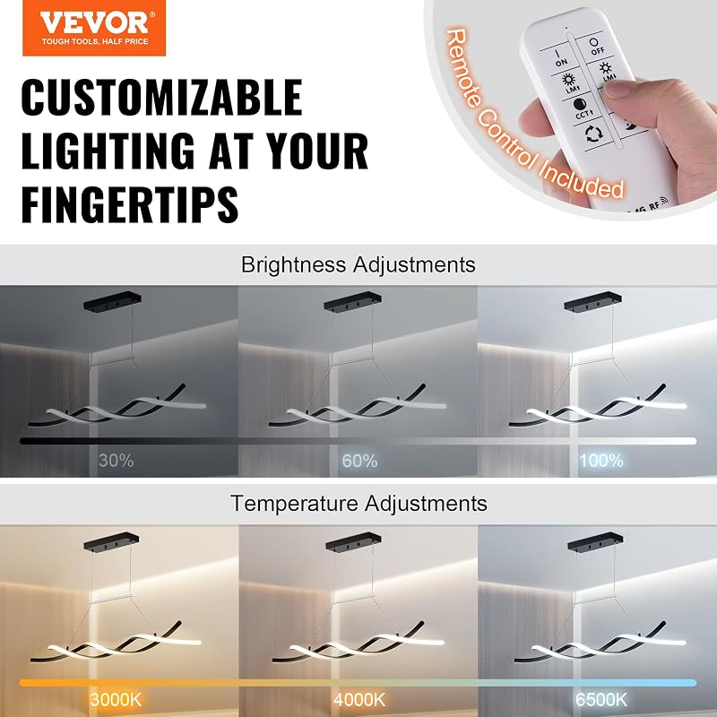 Luminaire moderne suspendu, 24 W, suspension LED à intensité variable avec abat-jour en silicone et télécommandé, température de couleur réglable 3000 K-6000 K, pour cuisine, salle à manger