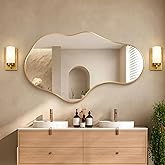 Fahomiss Irregular Wall Mirror, 22"x36" Gold Abstract Asymmetrical Mirrors for Wall, Decorative Cloud Aesthetic Mirror for Bathroom, Bedroom, Cloakroom, Entryway, Shatter-Proof Aluminum Alloy Frame
