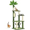 TSCOMON 61" Large Cat Tree Tower for Indoor Cats with DIY Green Leaves Scratching Post Multi Soft Hang Ball Plush Cat House Furniture 360° Rotating Cat Scratch Board with Hammock, Green