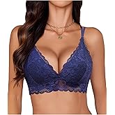 Avidlove Bras for Women Floral Lace Bralettes Deep V Sexy Bras Cross Back Longline Bralette No Padded