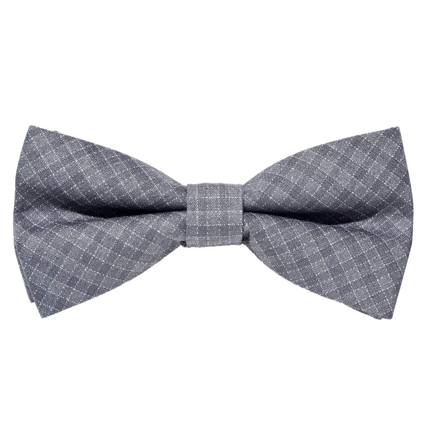 MASADA corduroy bow tie light grey and grey plaid - men's accessory in vintage look, continuously adjustable, handmade with hook closure - 12 x 6 cm