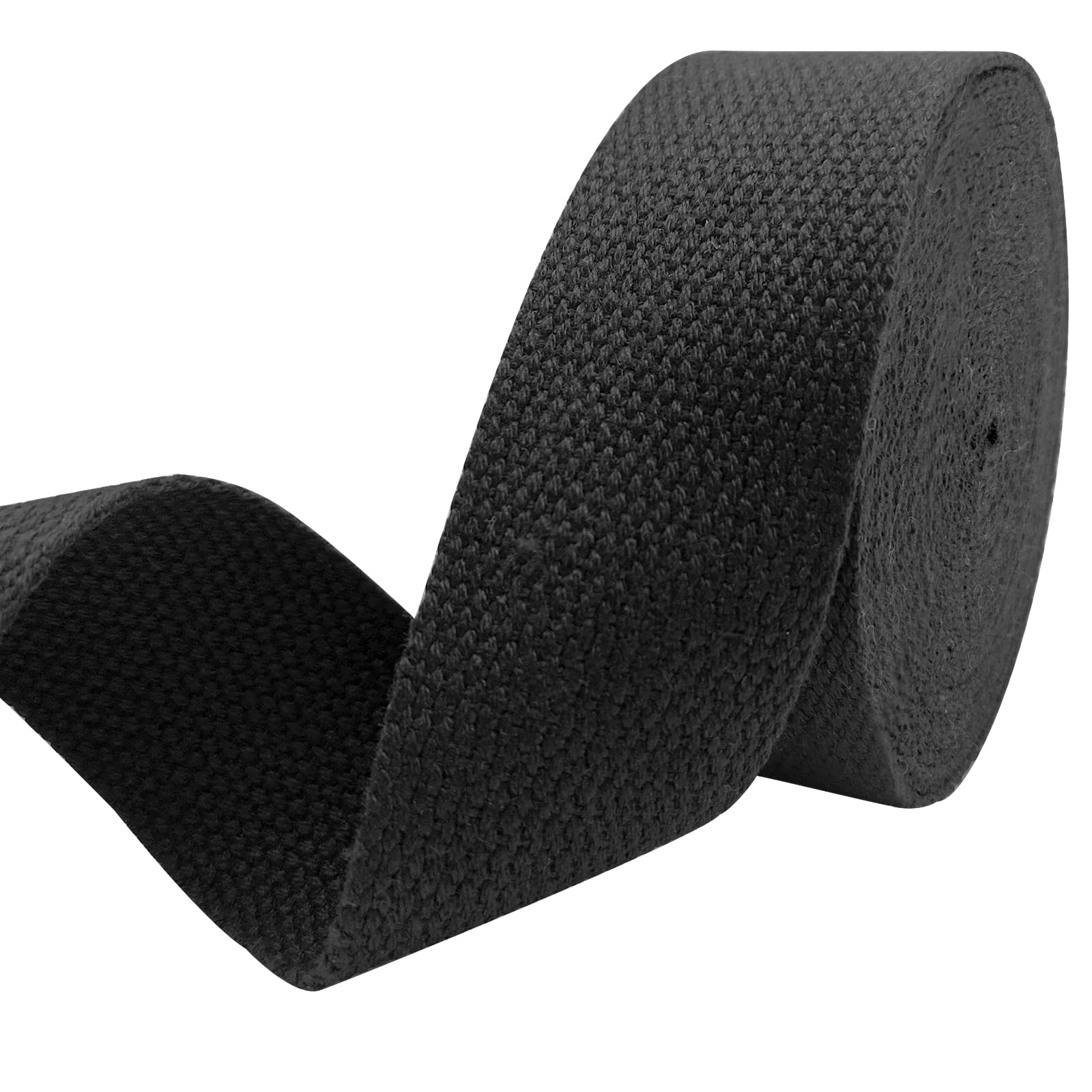 Photo 1 of 1.5 inch Cotton Webbing Braid Handles Bag Strap 15ft High Density Webbing Plain Weave Straps for Cloth Tote Bag, Pet Collars, DIY Projects, Crafts, Outdoor Accessories (Black 5103)