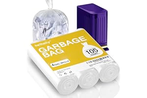 Heihaily Small Trash Bags 4 Gallon Garbage Bags Bathroom Kitchen Office Clear Waste Basket Liners for Cat Litter, Paper Shredder Bags, 10L, 105 Count