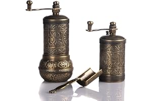MOOGCO Salt And Pepper Grinder Set - Herb Grinder - Pepper Grinder Mill - Pepper Mill - Spice Grinder - Salt Grinder - Coffee Bean Grinder - Spice Grinder Manual (Antique Gold)