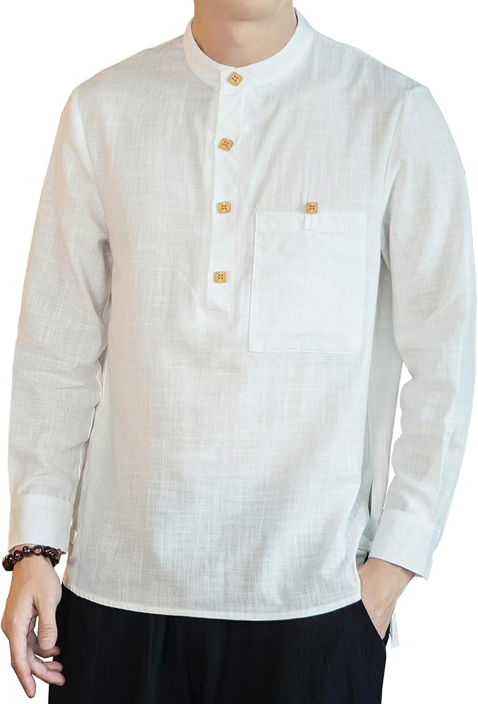 Amazon Co Jp シャツ メンズ 長袖 秋服 メンズ Tシャツ 無地 リネンシャツ ゆったり カットソー カジュアル プルオーバーシャツ 綿麻 トップス 春 秋 冬 19 白 L 服 ファッション小物