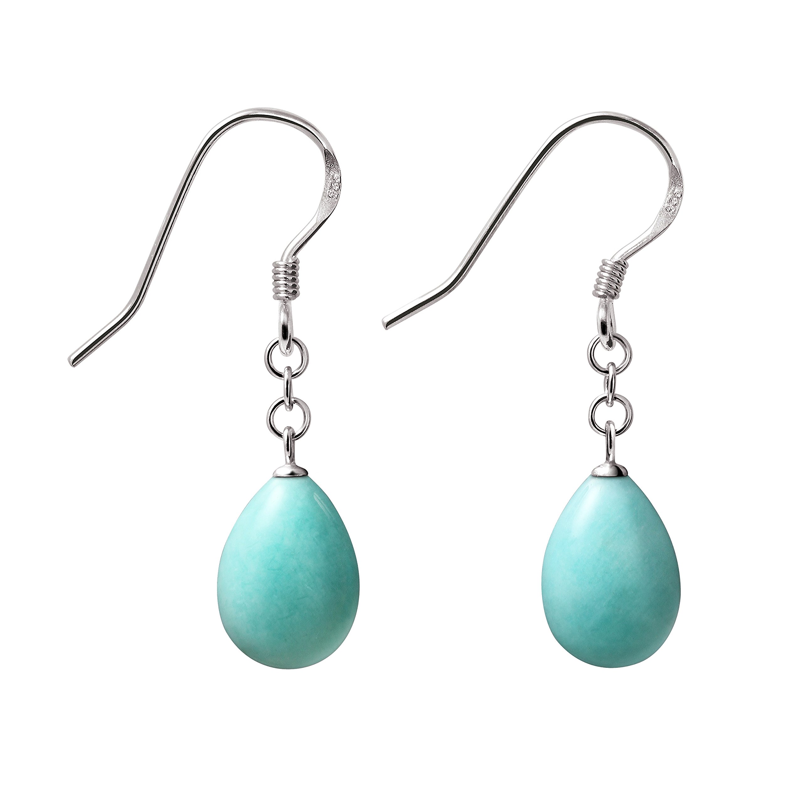 Franki Baker Amazonite Gemstone 925 Sterling Silver Drop Earrings. Length: 3.7cm