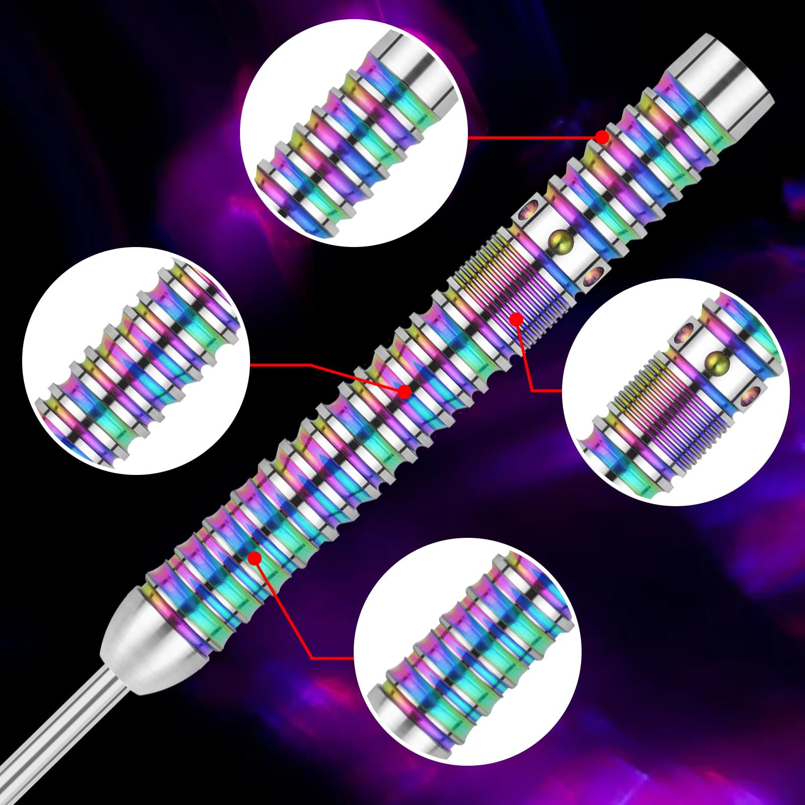 WIN.MAX Dartpfeile mit Metallspitze 90% Tungsten 3 Stück 90% Wolfram Stahl Darts 24 Gramm Dart professionelle Stahlpfeile mit Metallspitzen 4