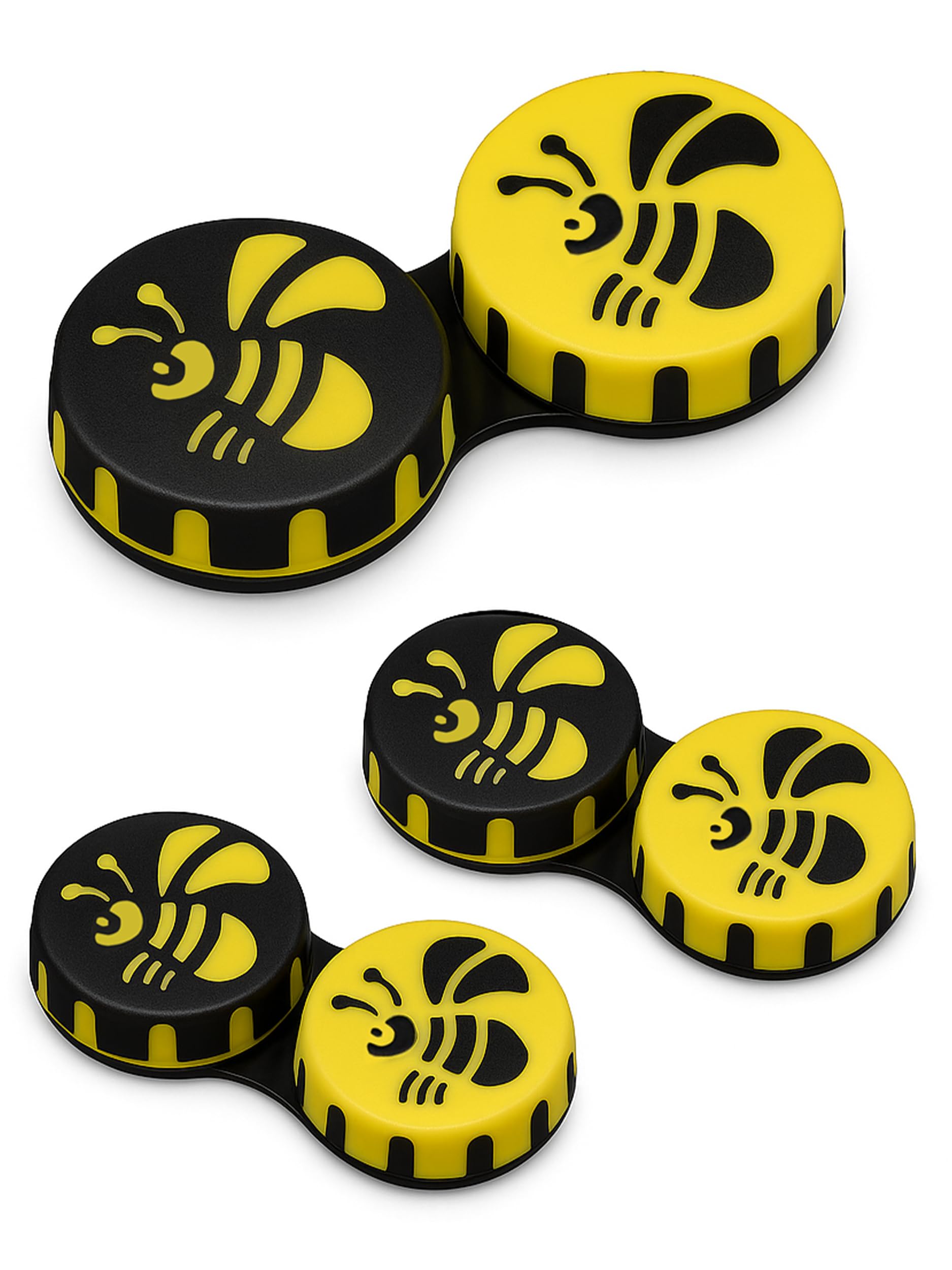 SPORTS WORLD VISION Seasonal Fun Contact Lens Cases Cute Screw Top Travel Storage Contact Lens Box L/R Eyes Holder Container, Outdoor Mini Contact Lens Storage case, 3 Cases in Same Style (Bee)