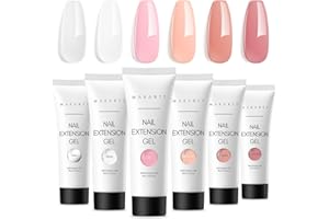 Makartt Poly Nail Gel Kit - 6 Neutral Colors for Extension Nails, Long Lasting Poly Nail Gel Set, Natural-looking, Strong Builder Enhancement for Salon Manicure DIY at Home 15ML Clear White Nude Pink