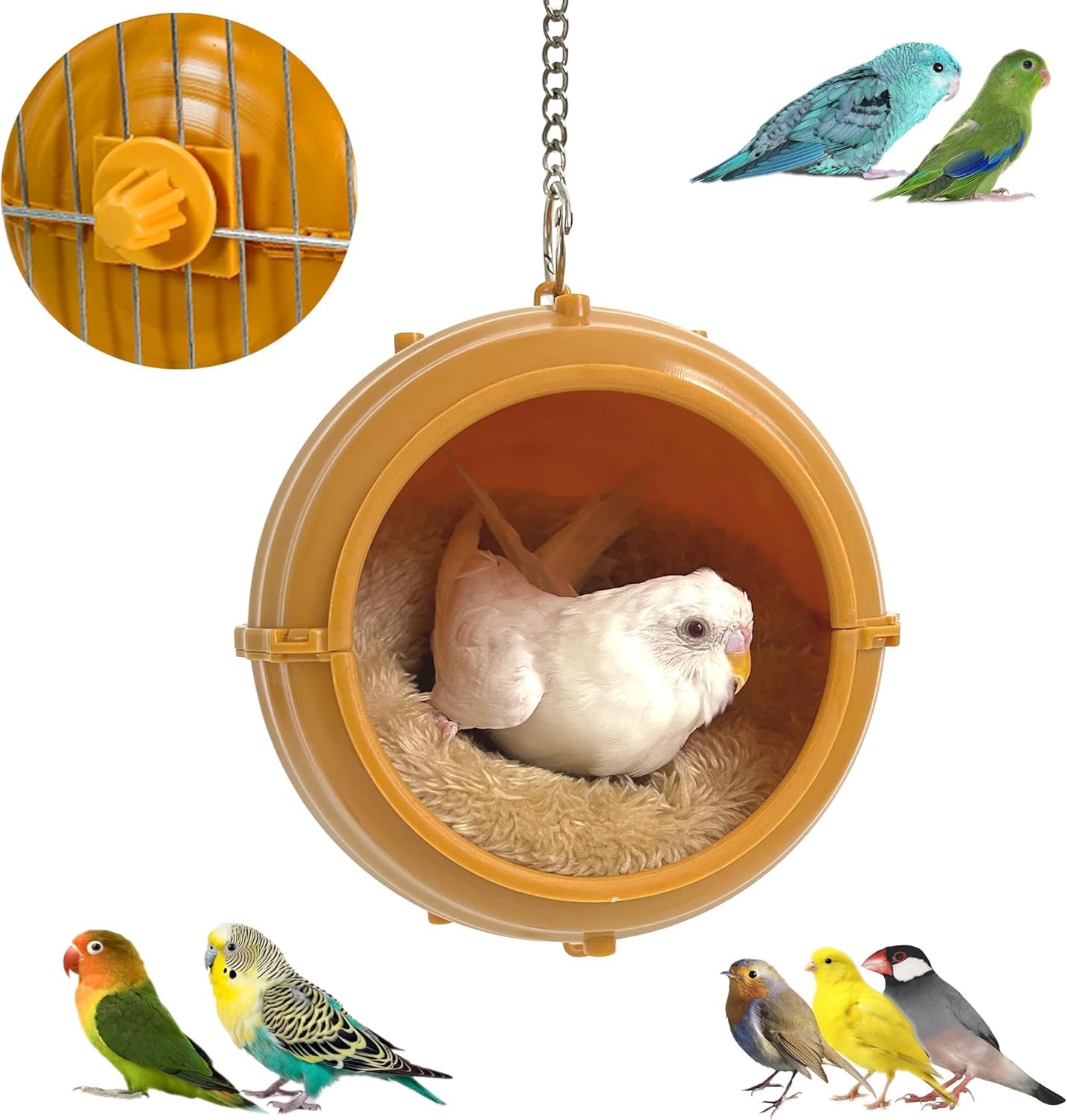 Photo 1 of Jevnd Bird Nest for Cage Swing, Chewproof Small Bird Bed Hanging House Hut, Washable Parakeet Nest to Lay Eggs Breeding, Soft Parakeet Warm Bed Sleeping, Finch Nest for Parrot Budgie Love Bird Canary