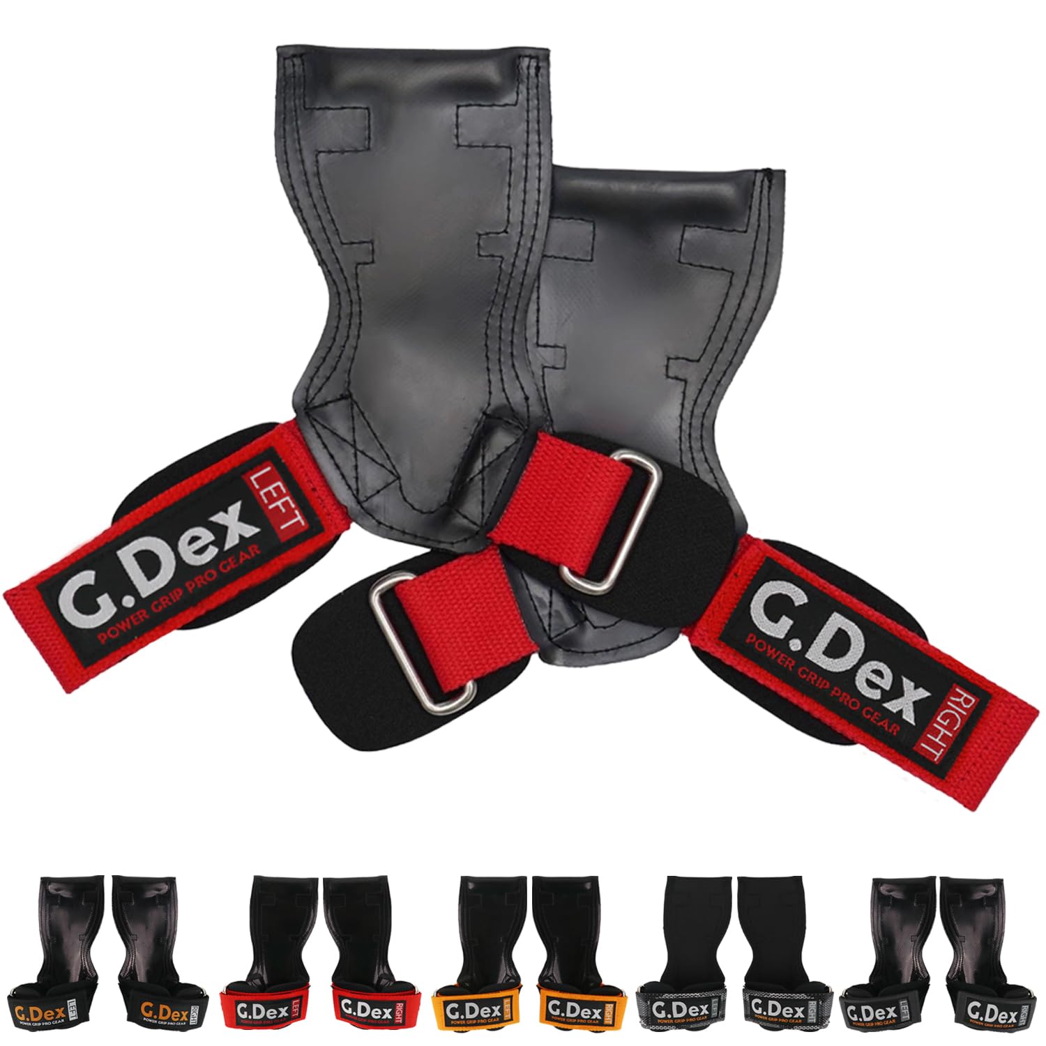 G.Dex パワーグリップ プロ 正規品 ウエイトトレーニング ジム トレーニング用 男女兼用 筋トレ ラバーグリップ 手首サポーター 正規品 (Red, Medium) の商品画像