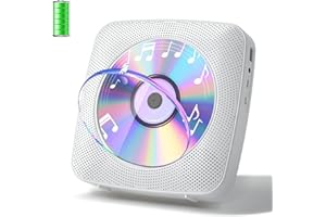 Gueray CD Player Portable with Bluetooth Wall Mountable, CD Music Battery Operated Players for Home with Speakers 1800mAh Rechargeable LCD Screen Display FM Radio USB AUX Jack Remote Control