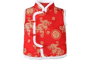 Boys Girls Sleeveless Vest Baby Boys Down Tops Girls Chinese New Year Sleeveless Traditional Tang Suit Chinese