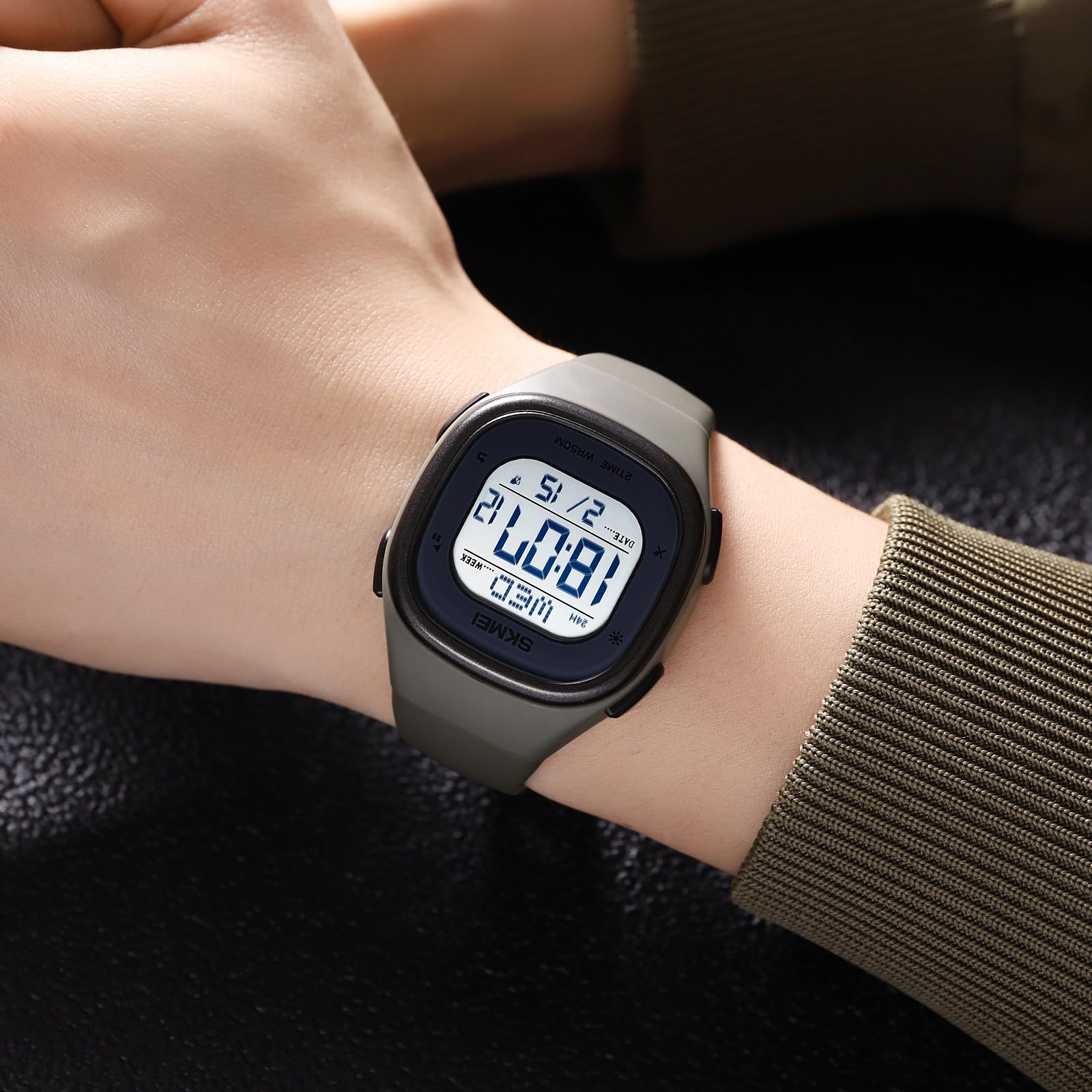 CakCity Mens Digital Watch Waterproof Wrist Watch for Women Sport Watch with Stopwatch Countdown Dual Time Square Digital Watches for Unisex