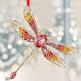 WALENGIF Dragonfly Ornament for Christmas Tree 2025 - Dragonfly Gifts for Women Metal Dragonflies Christmas Ornaments - Pink Dragonflies Decor for Family Friends Girls Kids Sisters