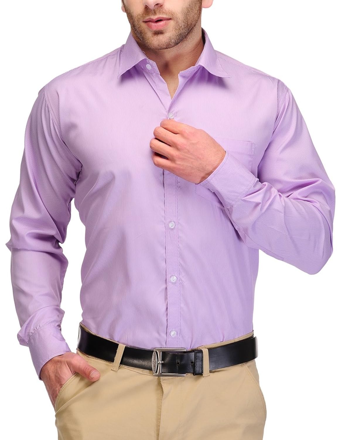 formals by koolpals-cotton blend shirt white vertical stripes on purple