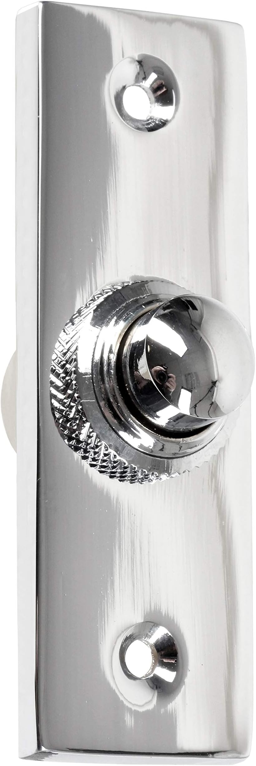 White Hinge Polished Chrome Victorian Door Bell Push 75mm Chime Ring