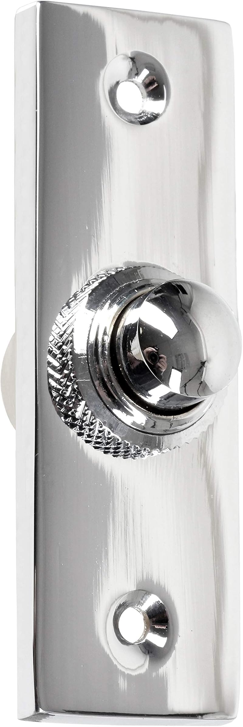 White Hinge Polished Chrome Victorian Door Bell Push 75mm Chime Ring