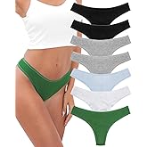 KNITLORD Cotton Thongs for Women Breathable Stretch Womens Underwear Cotton Sexy Ladies Panties Super Soft, 7 Pack