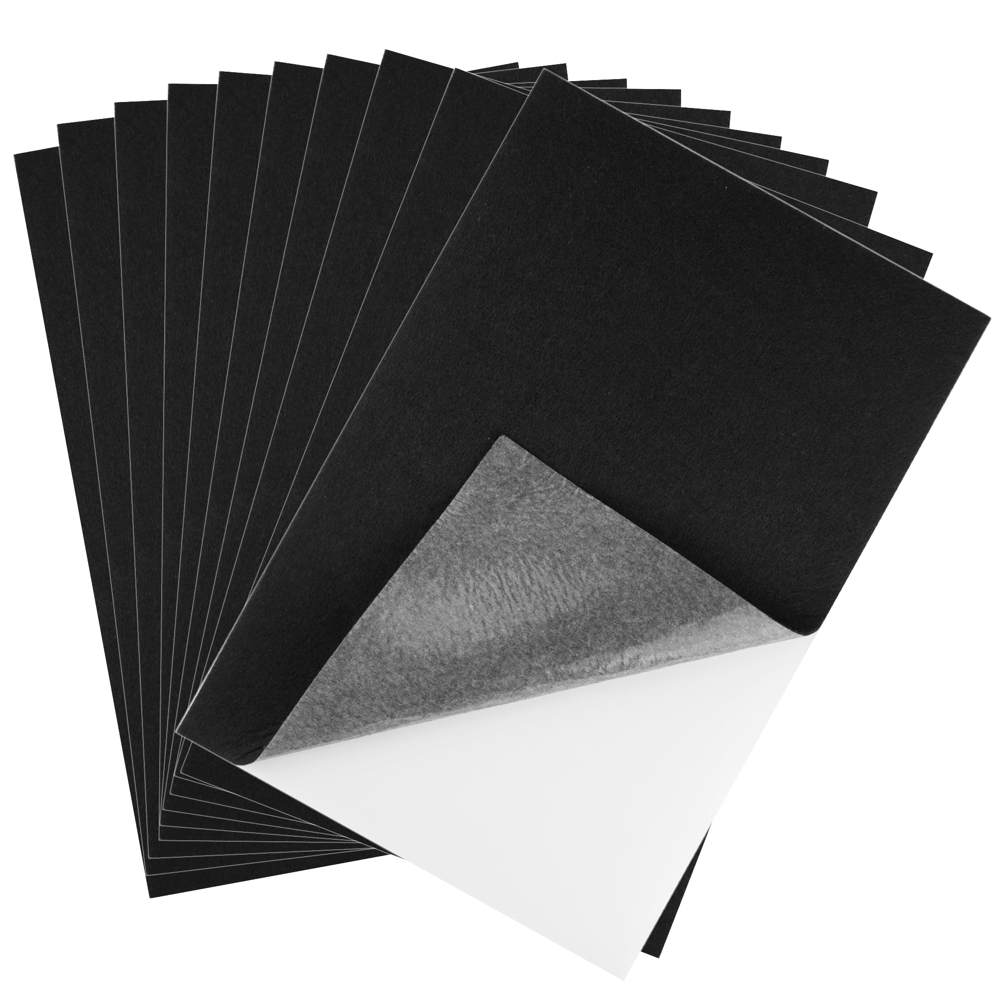 CHRORINE 10 Pcs Black Felt Fabric Sheets Self Adhesive Felt Sheets 8 x 12 Inches Felt Paper for DIY Art and Craft Supplies.