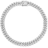 DIDISEE Mens Silver Gold Cuban Link Chain for Men Women Diamond Necklace Chain Iced Out Chain Miami Cuban Link Bracelet Men Hip Hop Jewelry for Men and Women Jewelry Gift