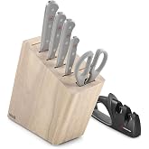 W&Uuml;STHOF Gourmet Grey 7-Piece Knife Block Set, White Wash
