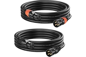 Czgor DMX Cable 10 ft 2 Pack, 3-Pin Gold Plated XLR Male to Female Cables, Compatible with Microphone, Stage Light DMX512, Mic Mixer, Band and More, Black Orange