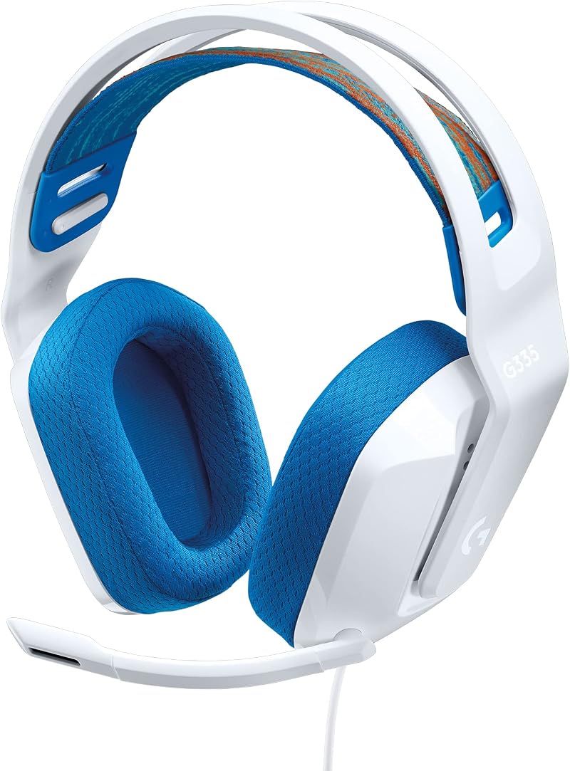 Logitech G G335 Wired Gaming Headset 3.5mm Mic Flip to Mute White