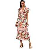 Adrianna Papell Womens Printed Midi Dress