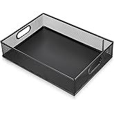 Desk Drawer Organizer, A4 Large Black Mesh Drawer Organizer Portable Desk Paper Letter Mail Basket Tray Versatile Metal Wire Storage Tray with Handle for Home Office Organizing Supplies, 13 X 9 Inches
