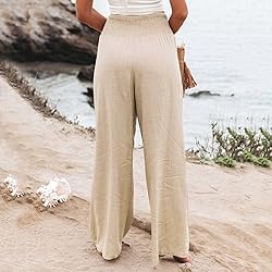 Linen Pants Women Summer Leg Palazzo Pants for