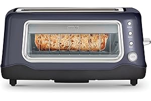 DASH Clear View Toaster: Extra Wide Slot Toaster with See Through Window - Defrost, Reheat + Auto Shut Off Feature for Bagels, Specialty Breads & other Baked Goods - Grey
