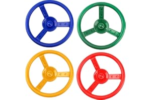 Haconba Steering Wheel Playset Plastic Swingset Steering Wheel Playground Pirate Ship Wheel Accessories for Kids Outdoor Garden Backyard Playroom Tree House Playground (Red,Blue,Green,Yellow, 4)