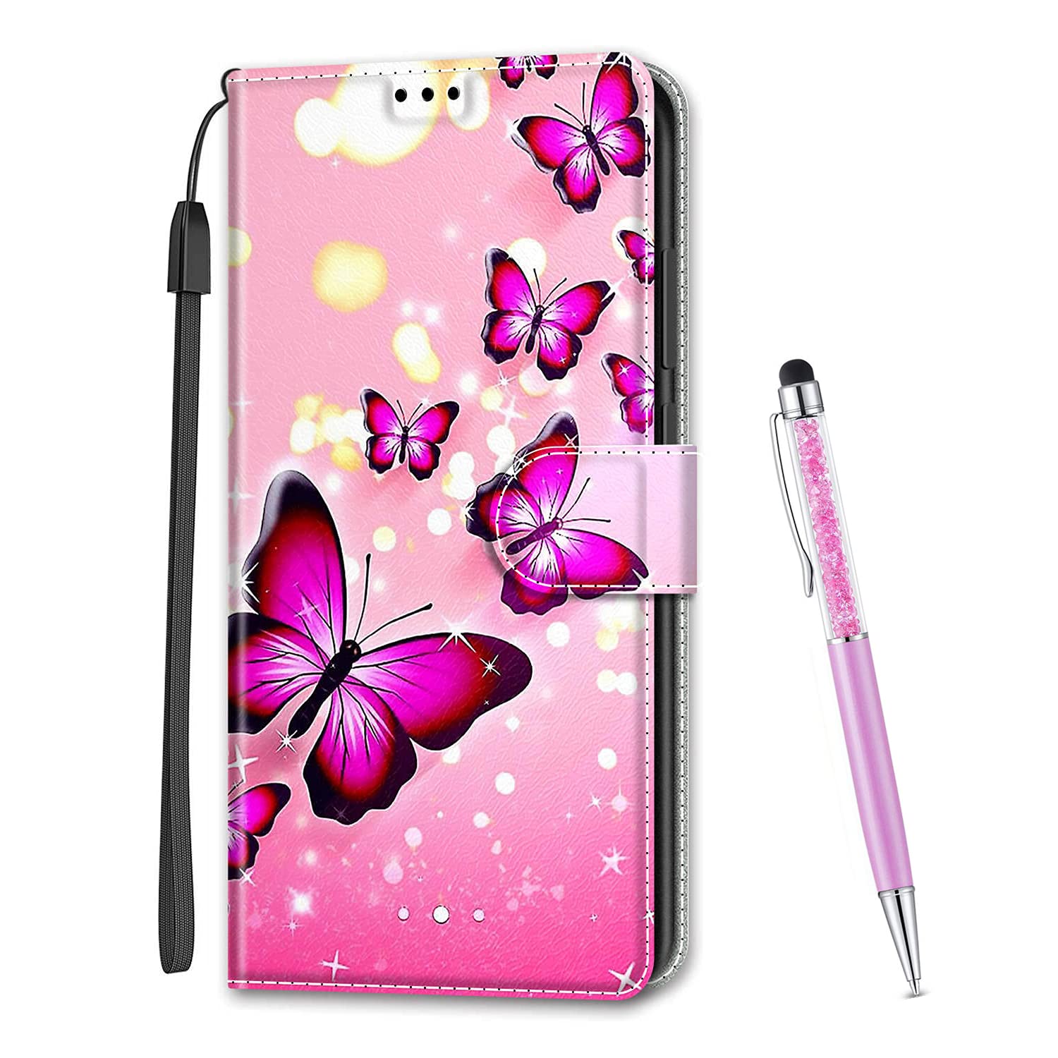 MadBee Case Compatible with iPhone 6S Plus/iPhone 6 Plus 5.5 Inch, Colorful Printed Pattern Wallet PU Leather Case Cover with Stand and Card Slots (Butterfly A)