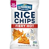 Lundberg Rice Chips, Fiery Hot, 5.5oz, Gluten-Free, Kosher, Non-GMO Verified, Whole Grain Brown Rice