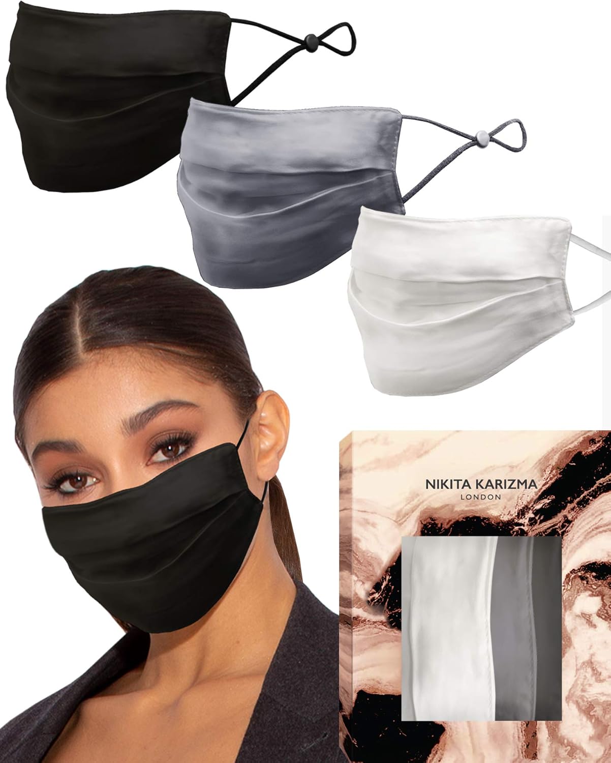 Beverly Hills Silk Mask Collection in Neutral 3 Pieces by KARIZMA 19