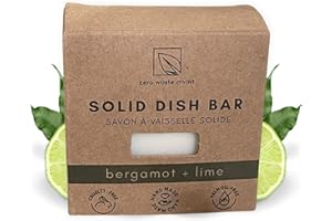 Zero Waste MVMT Solid Dish Soap Bar | Bergamot + Lime Essential Oil | Natural, Zero Waste Soap | Plastic-Free | USDA Certifie