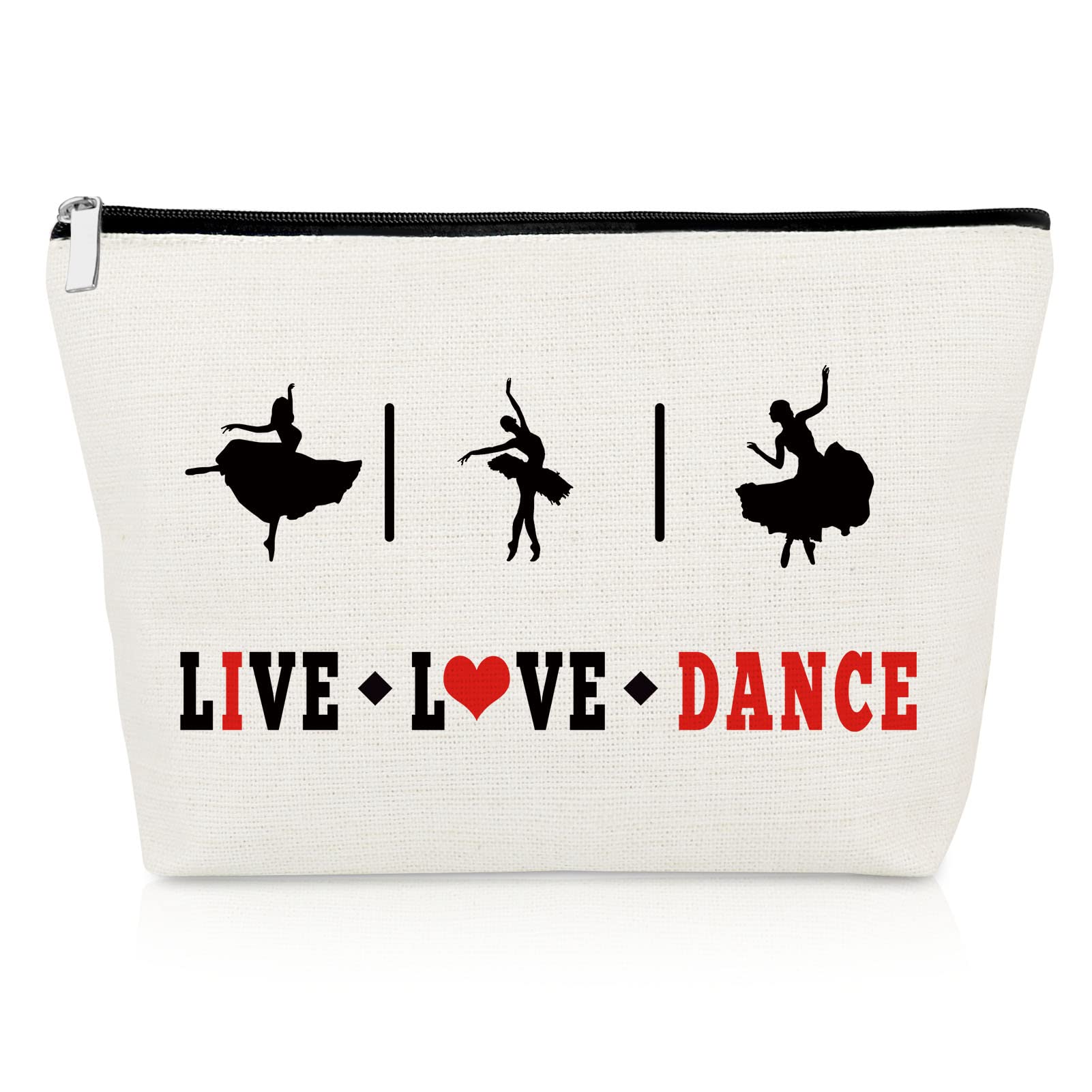 Dance Lover Ballet Dancer Gift Bag - Makeup Cosmetic Pouch for Women Girls, Dance Teacher Coach Student, Travel, Inspirational Mother's Day Graduation Gift