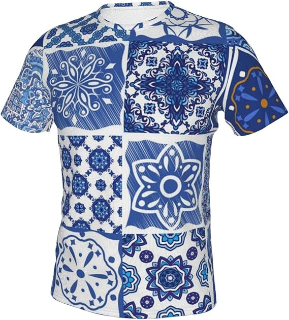 Amazon Co Jp Tシャツ メンズ 半袖 青と白の磁器アフリカ曼荼羅 クルーネック 大きいサイズ ファッション カジュアル 定番 人気 ランキング スポーツ シャツ 下着 春 夏 秋 冬 服 ファッション小物