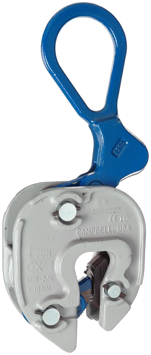 Campbell 6423005 Vertical and Horizontal to Vertical GX Plate Lifting Clamp, 1/16" - 3/4" Grip, 1 ton Working Load Limit: Industrial & Scientific