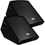 Seismic Audio - Pair of Passive 15" Floor Wedge Style Monitors - Studio, Stage, or Floor use - PA/DJ Speakers - Bar, Band, Karaoke, Church, Drummer use