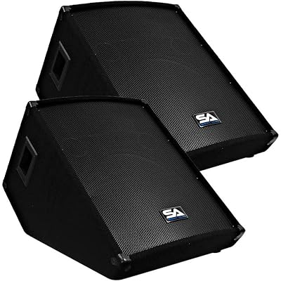 Seismic Audio - Pair of Passive 15" Floor Wedge Style Monitors - Studio, Stage, or Floor use - PA/DJ Speakers - Bar, Band, Karaoke, Church, Drummer use