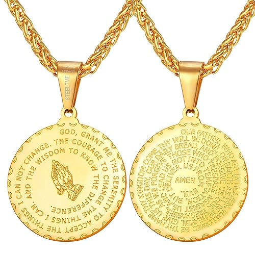 U7 Bible Verse Prayer Necklace 18K Gold Plated Christian Jewelry