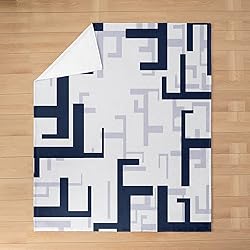 Feelyou Modern Geometric Plush Blanket Navy Blue
