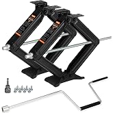 OULEME 6500 lbs RV Camper Scissor Jack, 24" Trailer Leveling Stabilizer 2PK | Heavy-duty alloy steel build, with crank handle &amp; drill socket, for RVs, travel trailers, campers, black