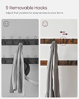 VASAGLE Coat Rack with Shoe Storage Bench 4 in 1 Industrial Rustic Brown view 5