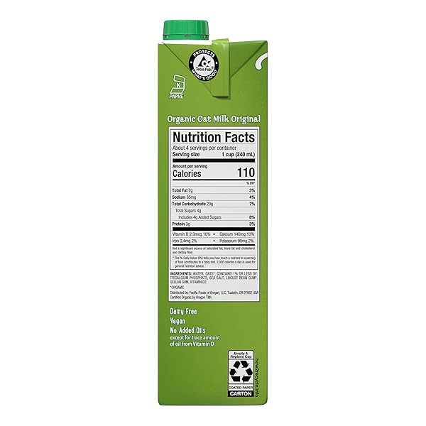 PACIFIC FOODS, BEVERAGE OAT ORIGINAL ORGANIC, 32 FL OZ