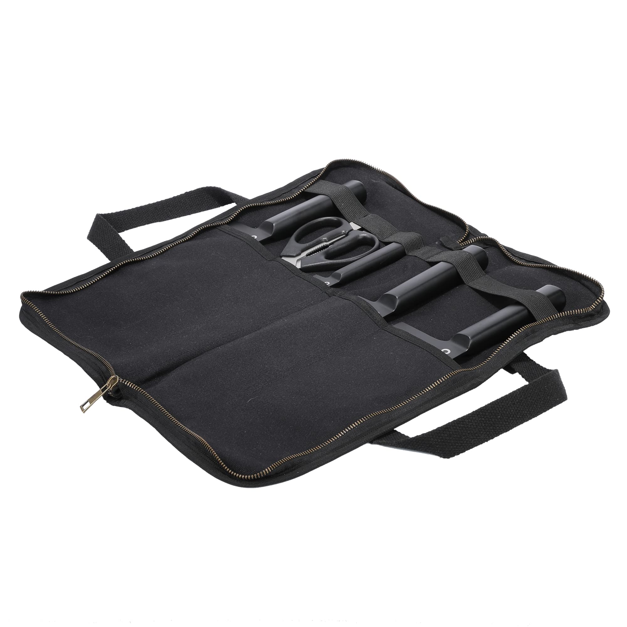 Kaaltisy Knife Storage Bag | 16oz Waxed Canvas Kitchen Tool Bag, Knife Bag for Camping Hiking, Multi-Purpose Tool Roll Bag - Black