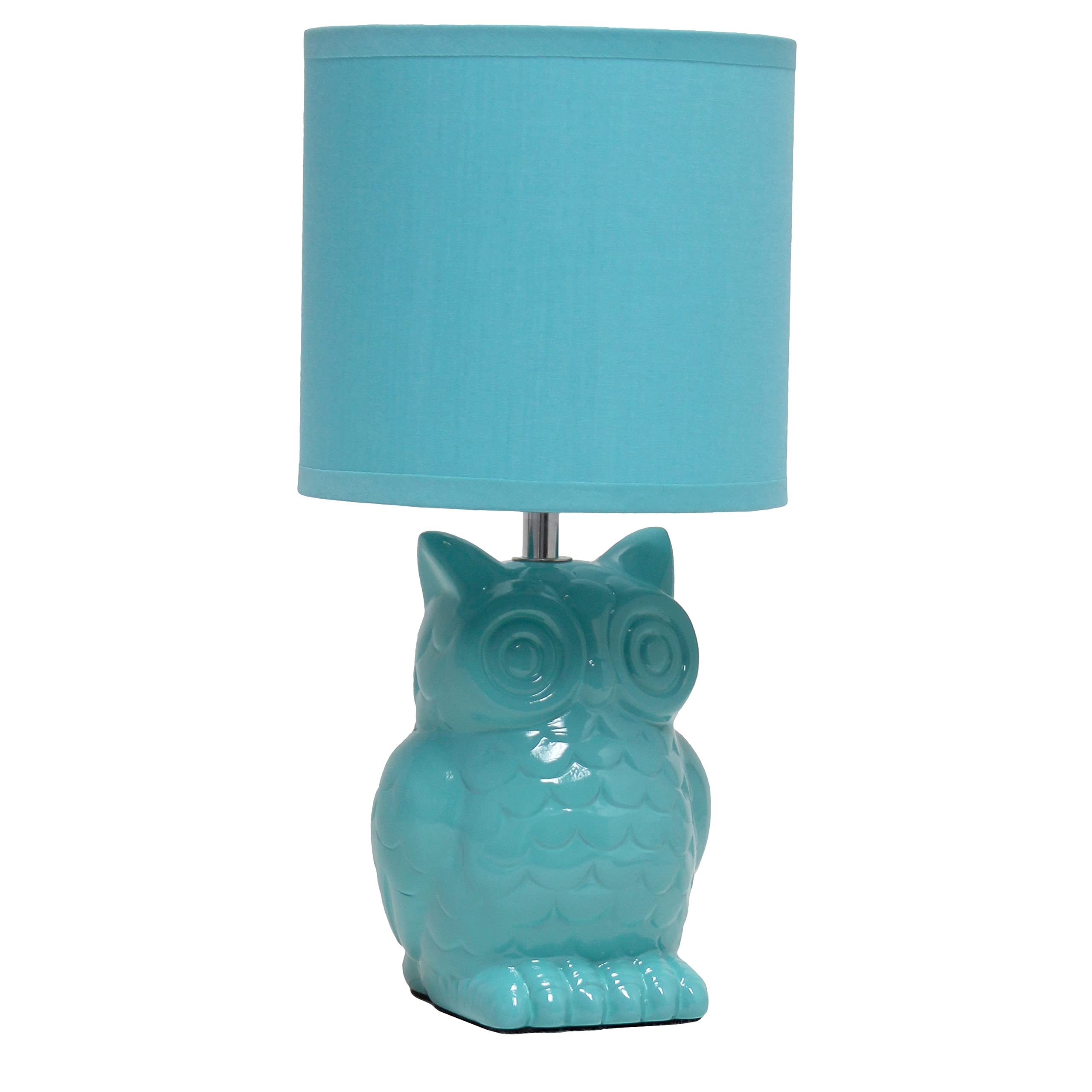 Photo 1 of **INCOMPLETE, DOES NOT INCLUDE SHADE** Simple Designs LT1136-TBL 12.8" Tall Contemporary Ceramic Owl Bedside Table Desk Lamp for Decor, Bedroom, Nightstand, Living Room, Entryway, Kids' Room, Nursery, Tiffany Blue